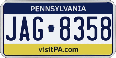 PA license plate JAG8358