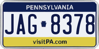 PA license plate JAG8378