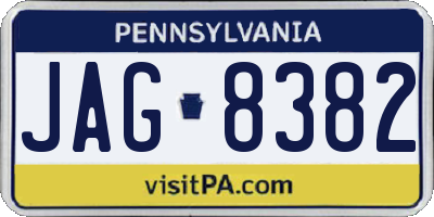 PA license plate JAG8382