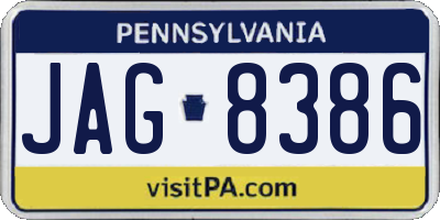 PA license plate JAG8386
