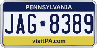 PA license plate JAG8389