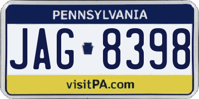 PA license plate JAG8398