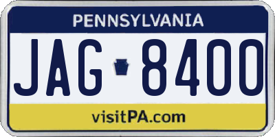 PA license plate JAG8400