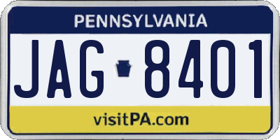 PA license plate JAG8401