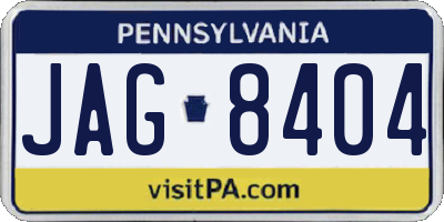 PA license plate JAG8404