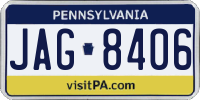 PA license plate JAG8406