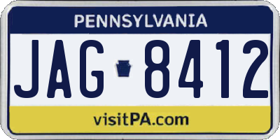 PA license plate JAG8412