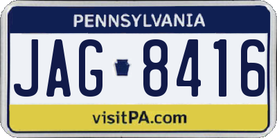 PA license plate JAG8416