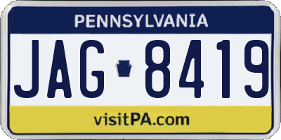 PA license plate JAG8419