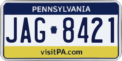 PA license plate JAG8421