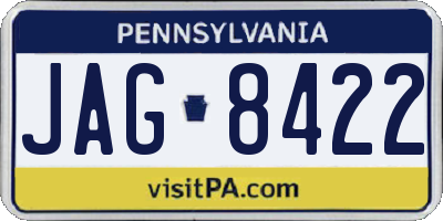 PA license plate JAG8422