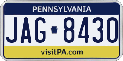 PA license plate JAG8430