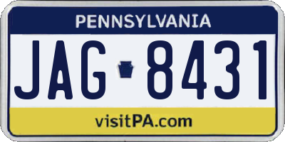 PA license plate JAG8431