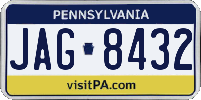 PA license plate JAG8432