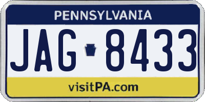 PA license plate JAG8433