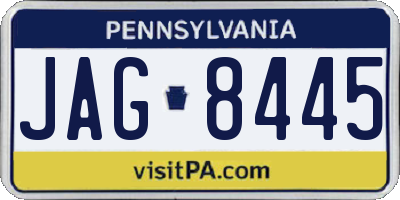PA license plate JAG8445