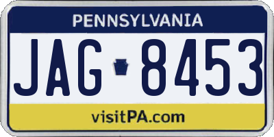 PA license plate JAG8453