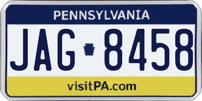 PA license plate JAG8458