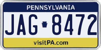 PA license plate JAG8472