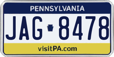 PA license plate JAG8478