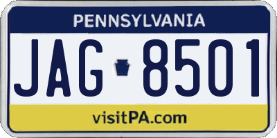 PA license plate JAG8501