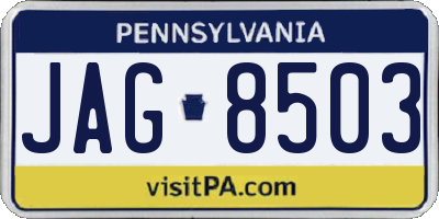 PA license plate JAG8503