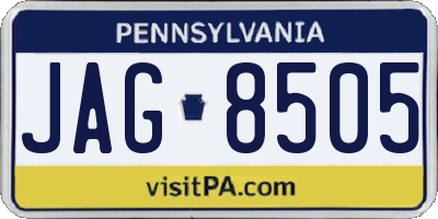 PA license plate JAG8505