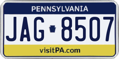 PA license plate JAG8507