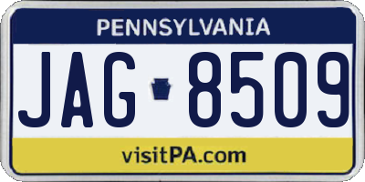 PA license plate JAG8509