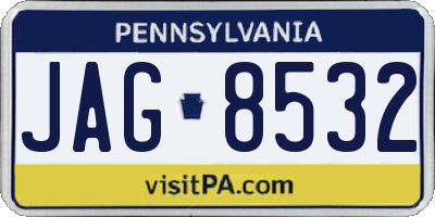 PA license plate JAG8532