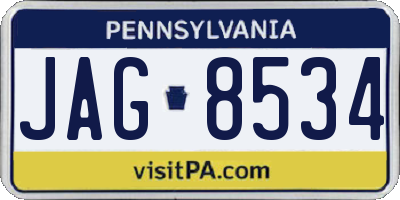 PA license plate JAG8534