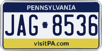 PA license plate JAG8536