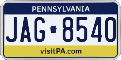 PA license plate JAG8540
