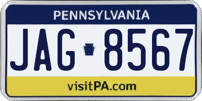 PA license plate JAG8567