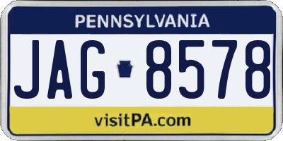 PA license plate JAG8578