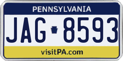 PA license plate JAG8593