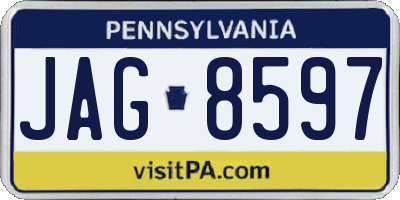 PA license plate JAG8597