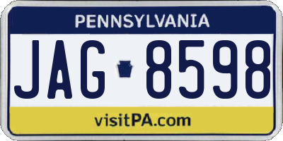 PA license plate JAG8598