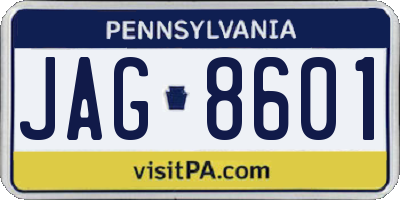 PA license plate JAG8601