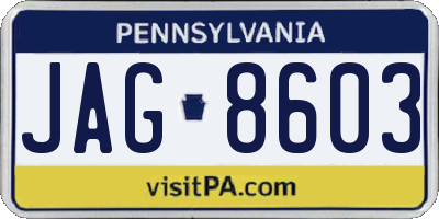 PA license plate JAG8603