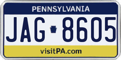 PA license plate JAG8605