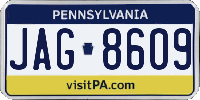 PA license plate JAG8609
