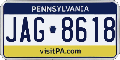 PA license plate JAG8618