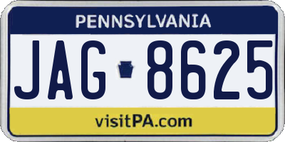 PA license plate JAG8625