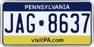 PA license plate JAG8637