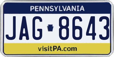 PA license plate JAG8643