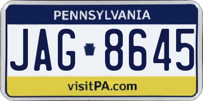 PA license plate JAG8645