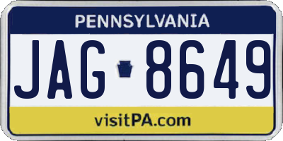 PA license plate JAG8649