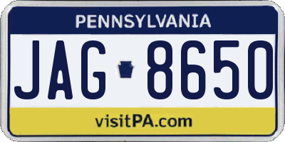 PA license plate JAG8650