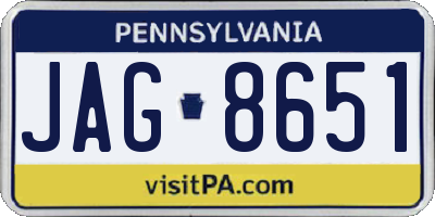 PA license plate JAG8651